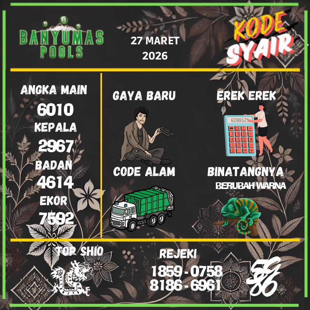 Kode Syair Banyumas Pools - Maret 2026
