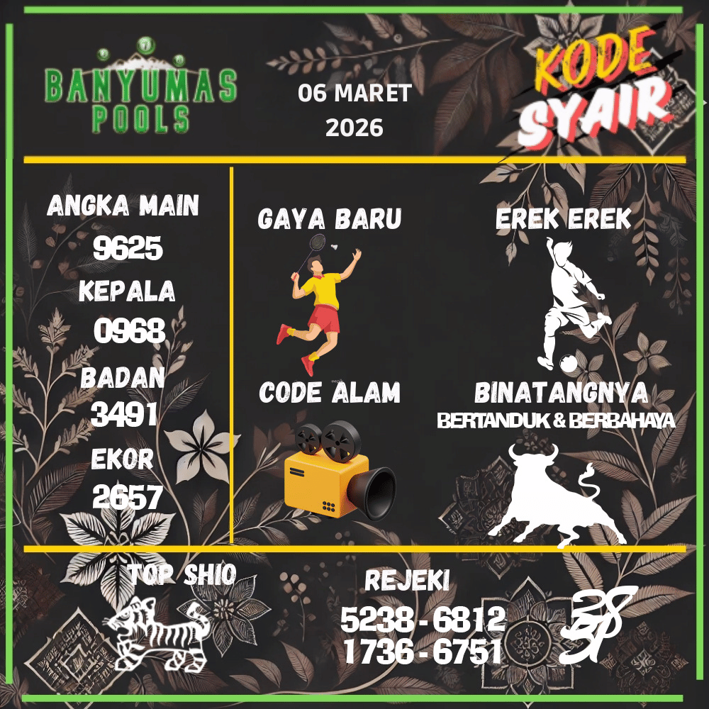 Kode Syair Banyumas Pools - Maret 2026
