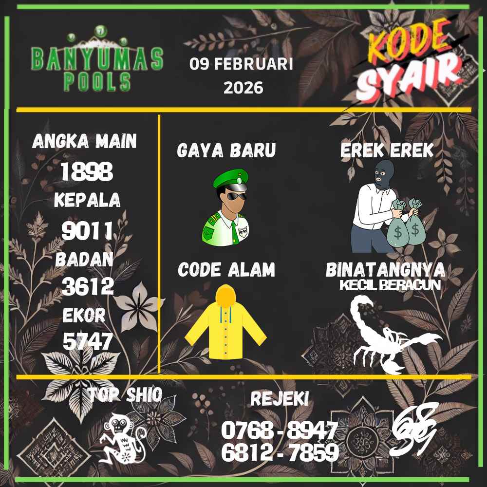 Kode Syair Banyumas Pools 09 Februari 2026