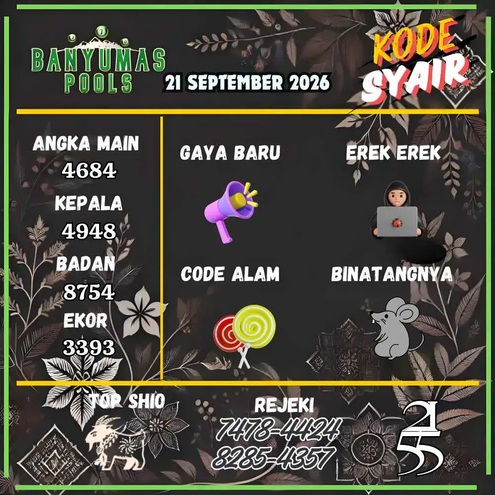 Kode Syair Banyumas Pools September 2026
