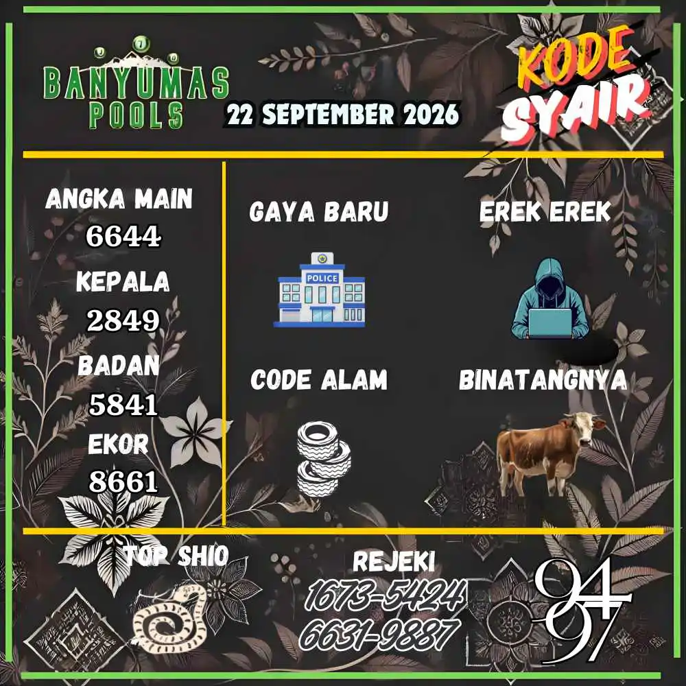 Kode Syair Banyumas Pools September 2026
