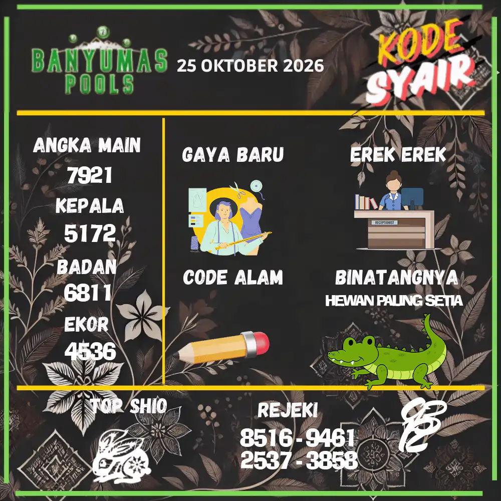 Kode Syair Banyumas Pools Oktober 2026
