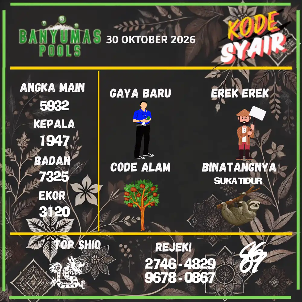 Kode Syair Banyumas Pools Oktober 2026
