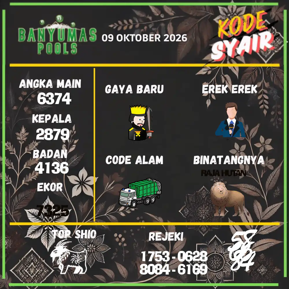 Kode Syair Banyumas Pools Oktober 2026
