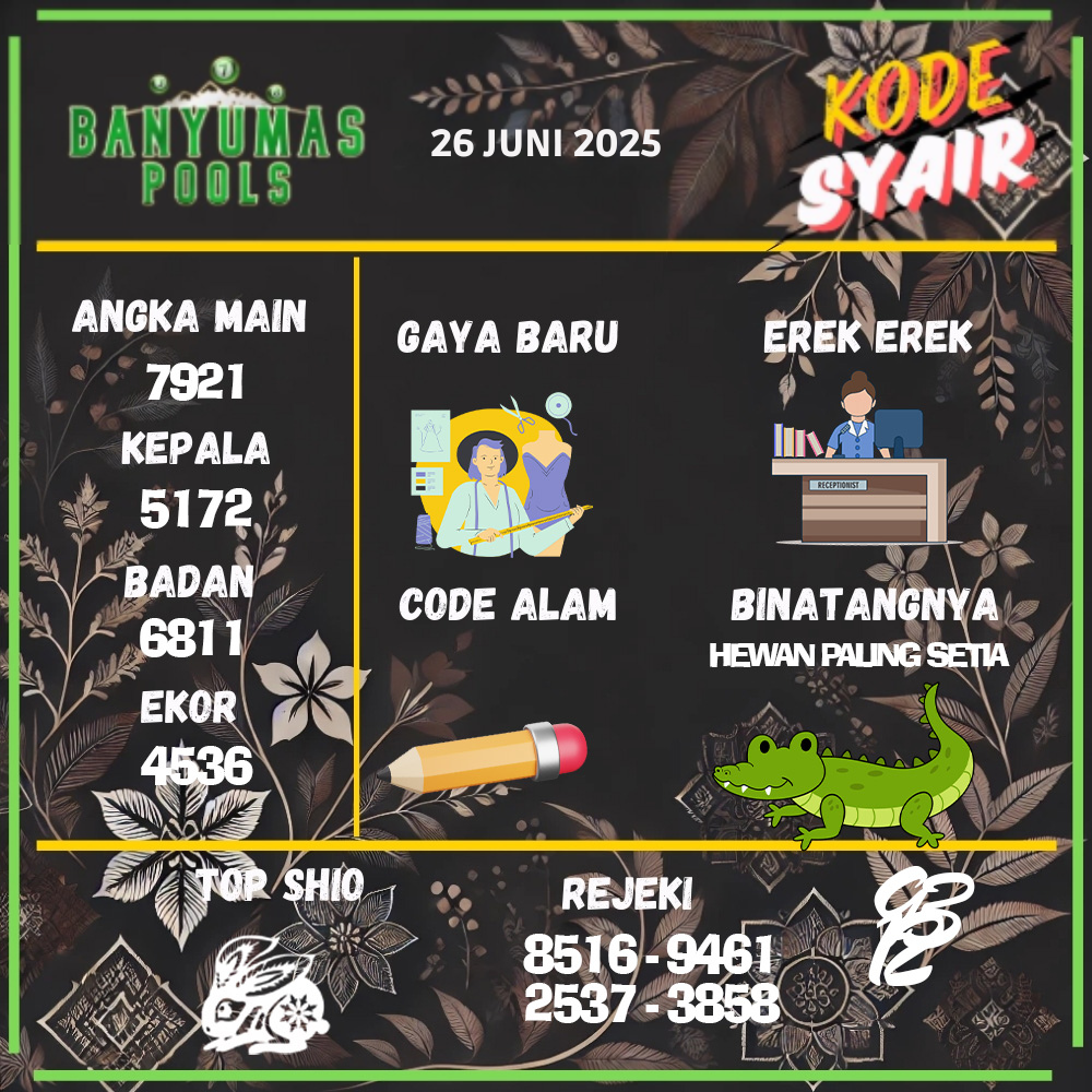Kode Syair Banyumas Pools - Juni  Pools