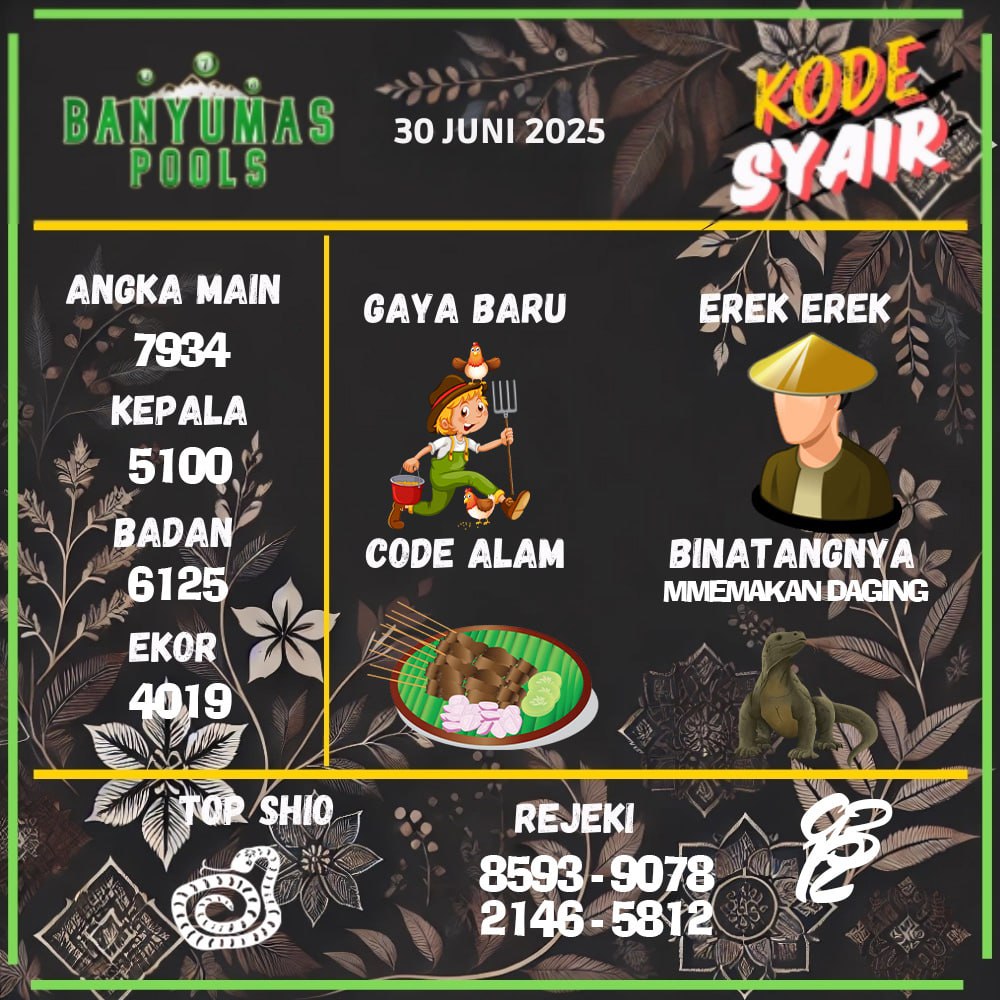 Kode Syair Banyumas Pools - Juni  Pools