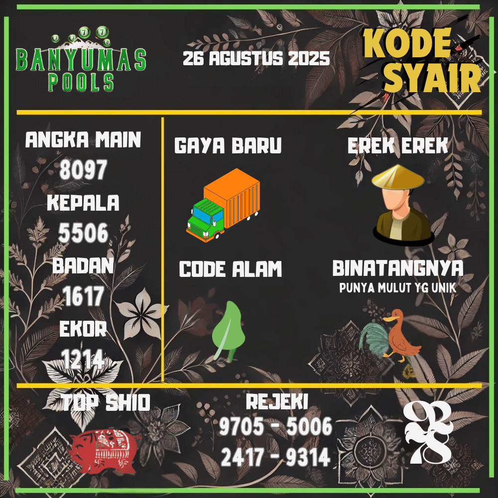 Kode Syair Banyumas Pools - Agustus Pools 
