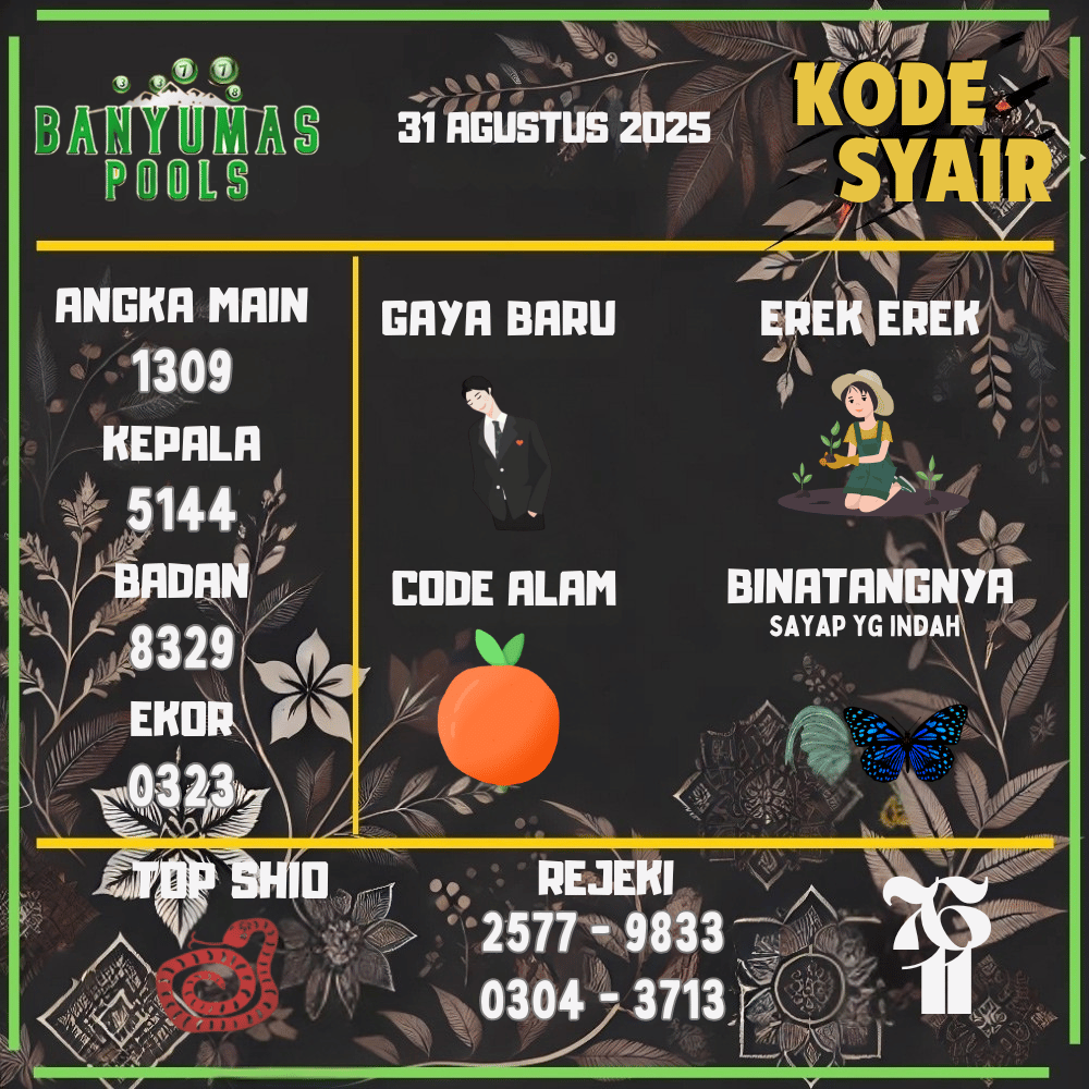 Kode Syair Banyumas Pools - Agustus Pools 
